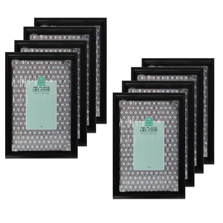 Black A4 Wooden Picture Frames for Photo & Certificate - 8 Pack - 21 x 29.7cm