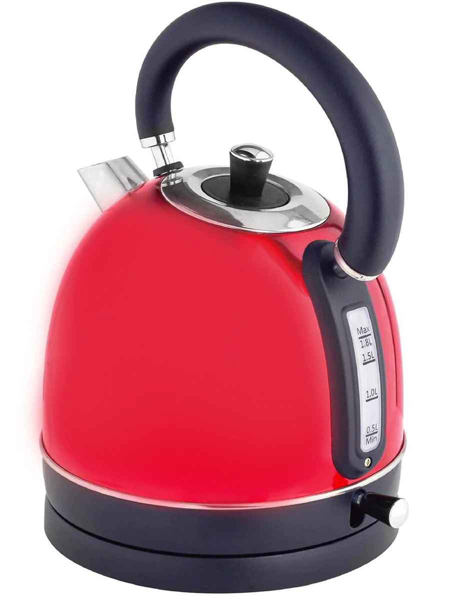 1.8L 2200W Cordless Electric Dome Kettle With Filter - Black
