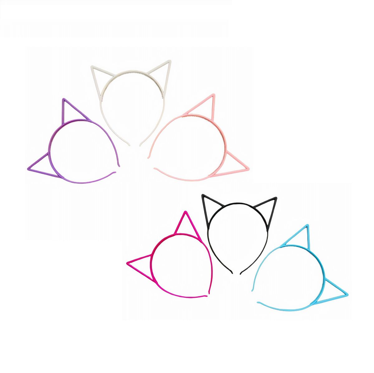 Plastic Cat Ears Alice Bands (Set of 6)