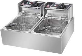 6L + 6L Double Pan Deep Fryer Silver with Hanger Rods