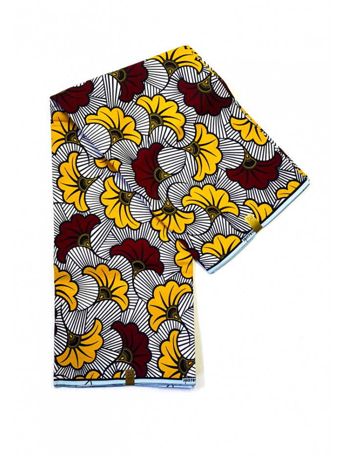 Grey Cross Petals African Print Fabric