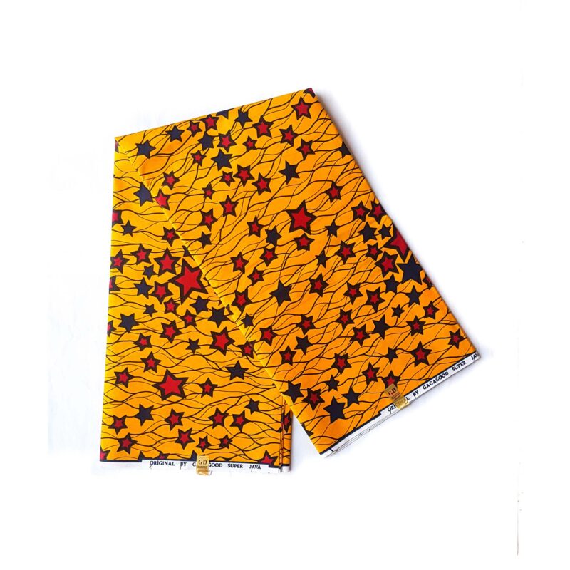 Yellow Stars Poly African Print Fabric