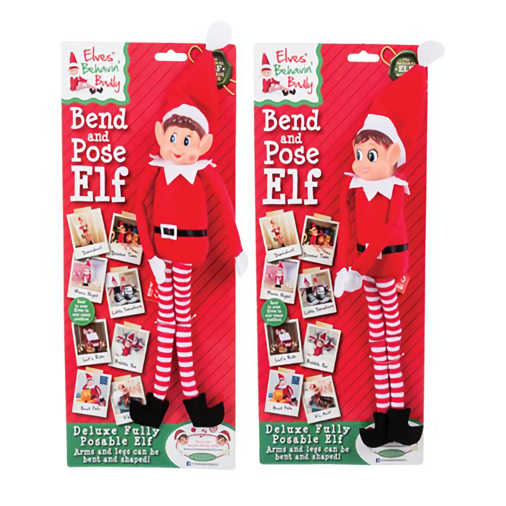 Bulk Pack x 2 Xmas Sundry Naughty Elf Poseable 30cm