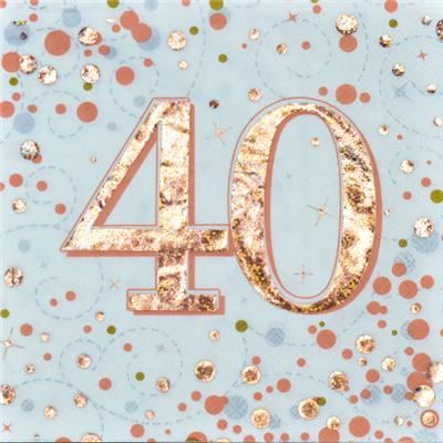 Parkling Fizz Rose Gold Serviettes 40th 16pc