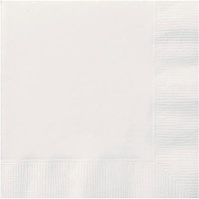 Unique Party White Solid Beverage Napkins 20pc