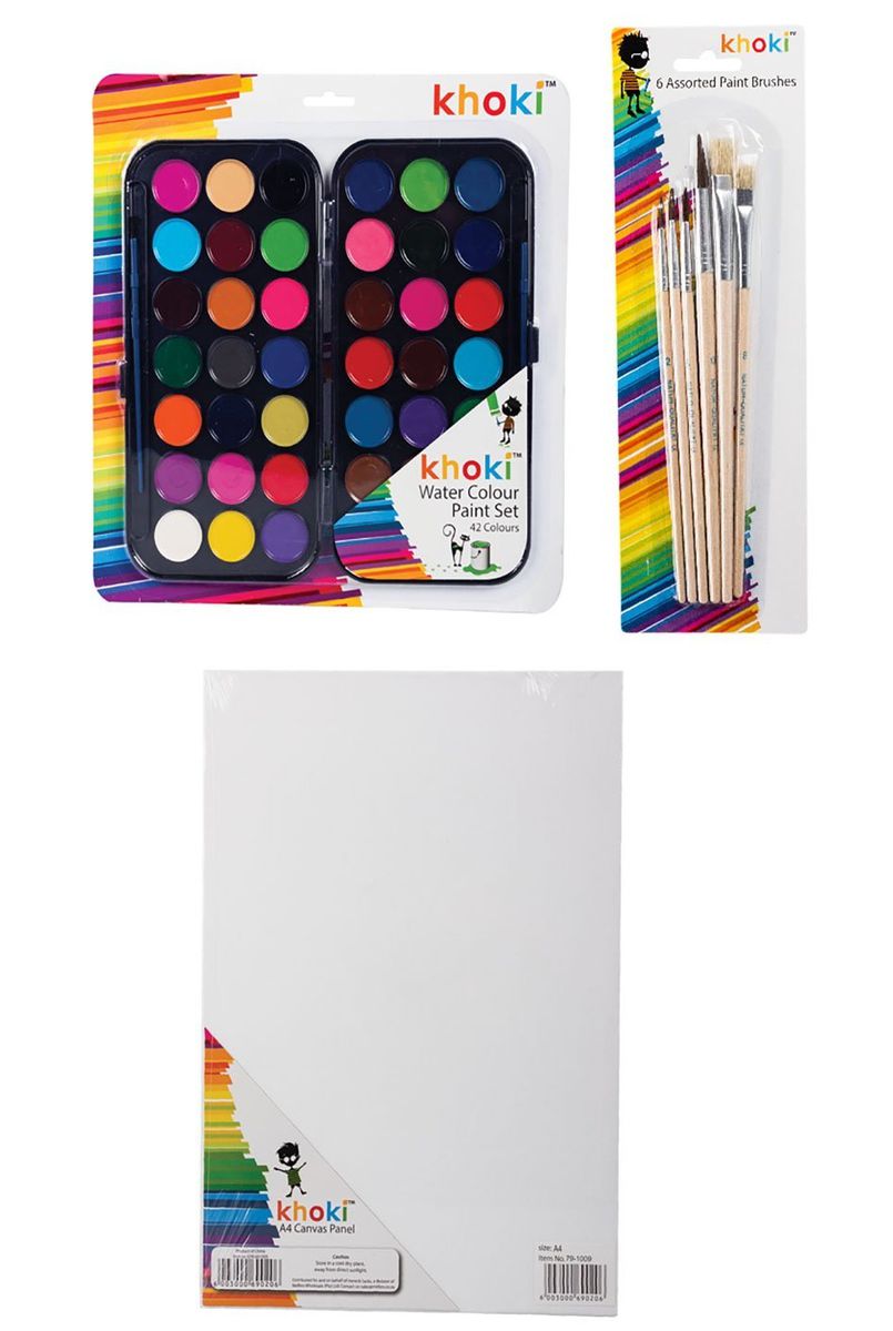 Artist Set - Water Paint, A4 Panel Canvas & Quality Brushes