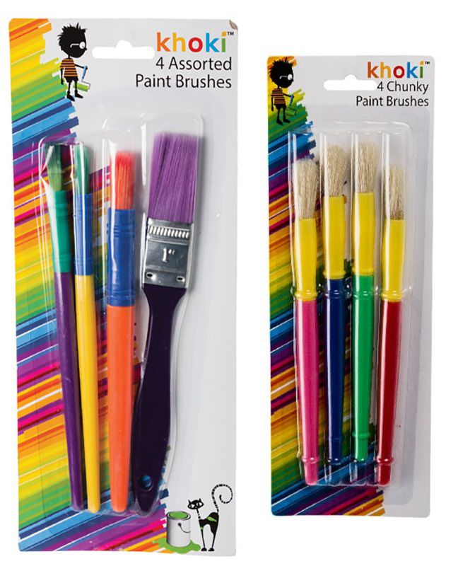 Art+Craft 4 Assorted Paint Brushes & 4x Chunky brushes