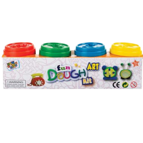 4 Piece Play Dough Tubs With Molds Playset
