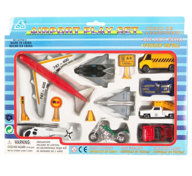 Airport Set - Toys - Airplanes - Die Cast - Metal - 13 Piece - 4 Pack