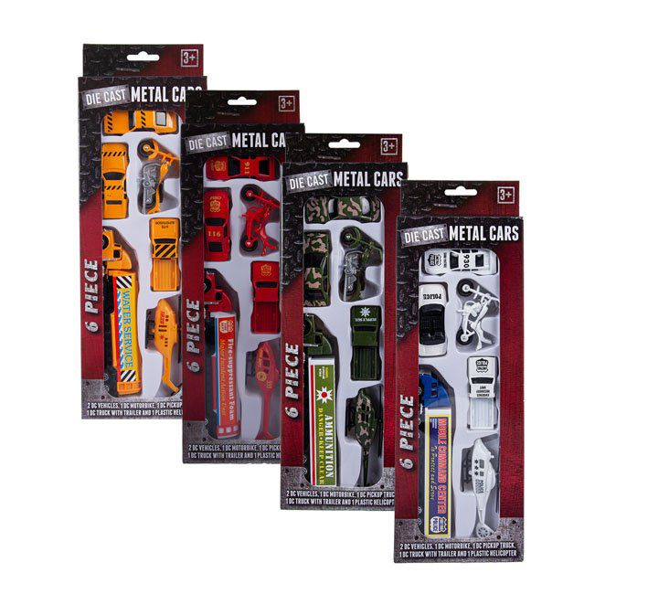 Die Cast Set Racer Bike & Truck 6 Piece 35cm (4 Pack)