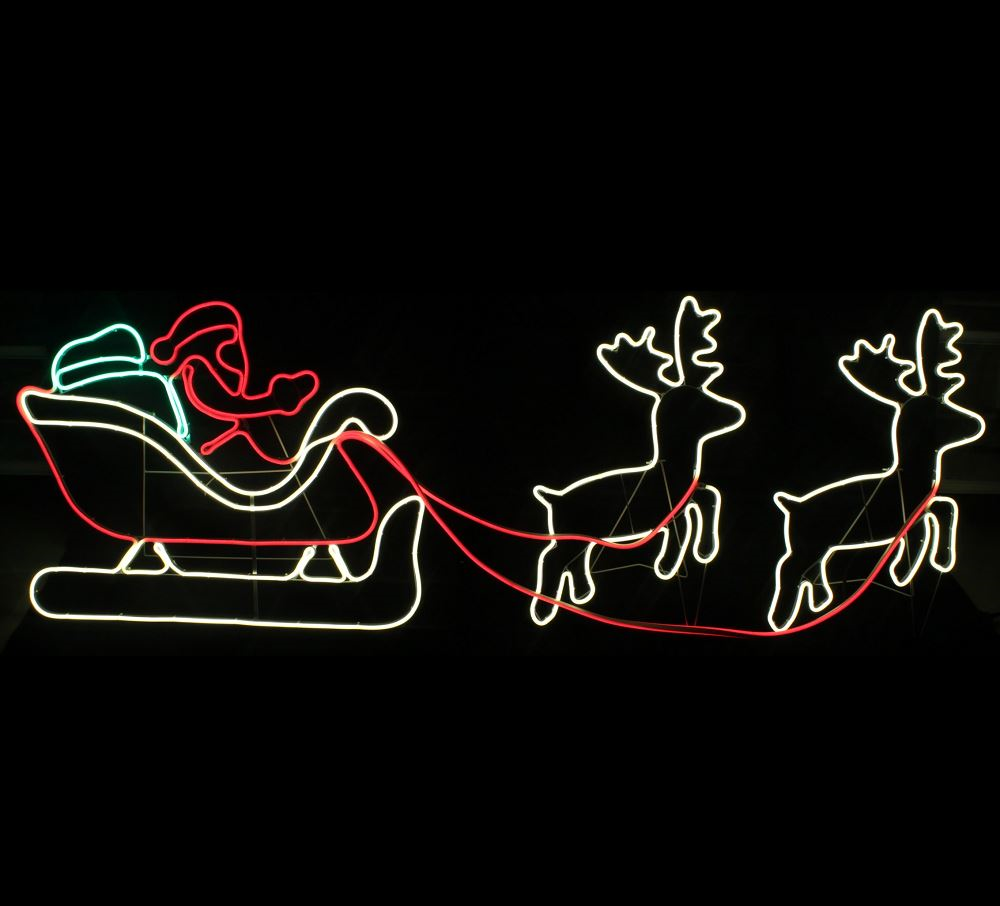 Neon Motive Sleigh with 2 Reindeers