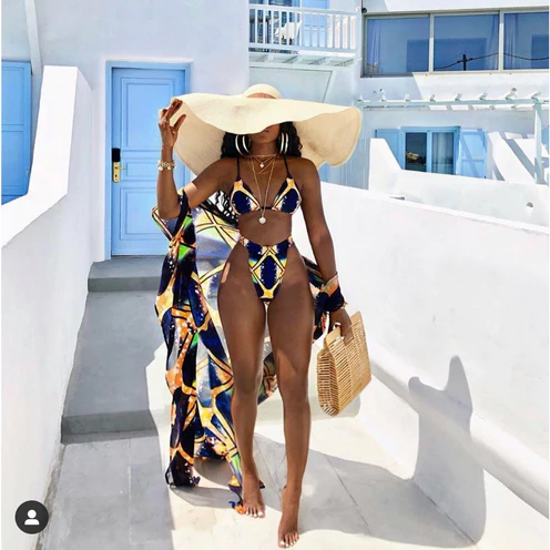 Sexy Printing Swimsuit Three-Piece Set