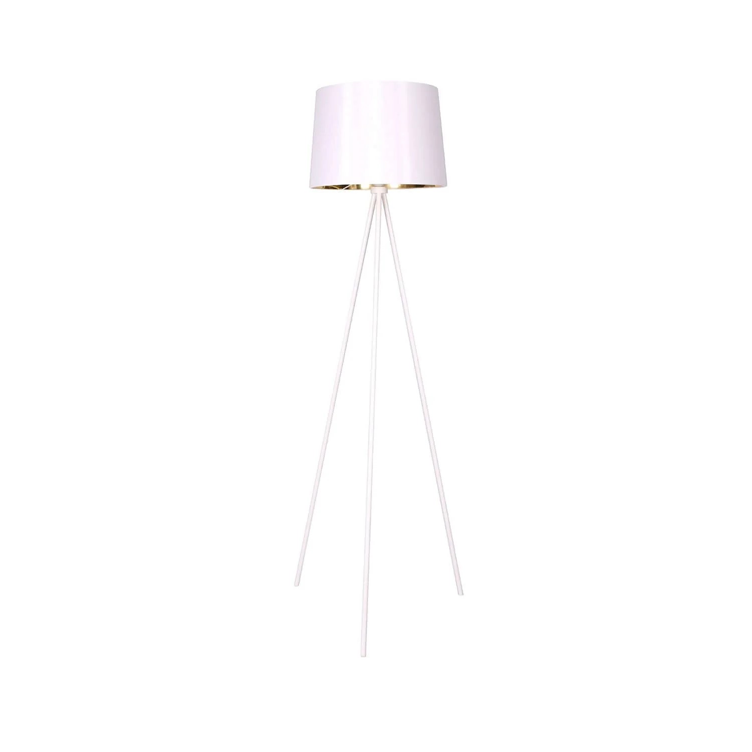 Lamp floor - metal tripod -  white & gold shade 155cm H