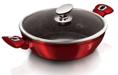 Berlinger Haus 24cm Marble coating induction Shallow Pot with Lid - Burgandy Met