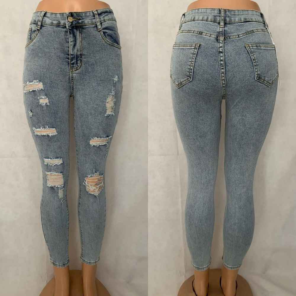 Distressed High Waisted Skinny Jean