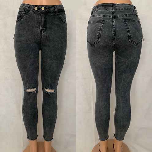 Distressed High Waisted Jean