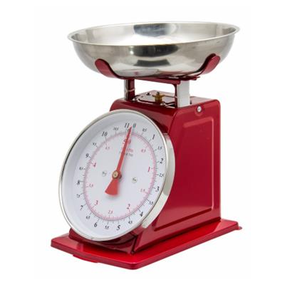 Regent Kitchen Scale Mechanical 5kg Red with Stainless Steel Bowl