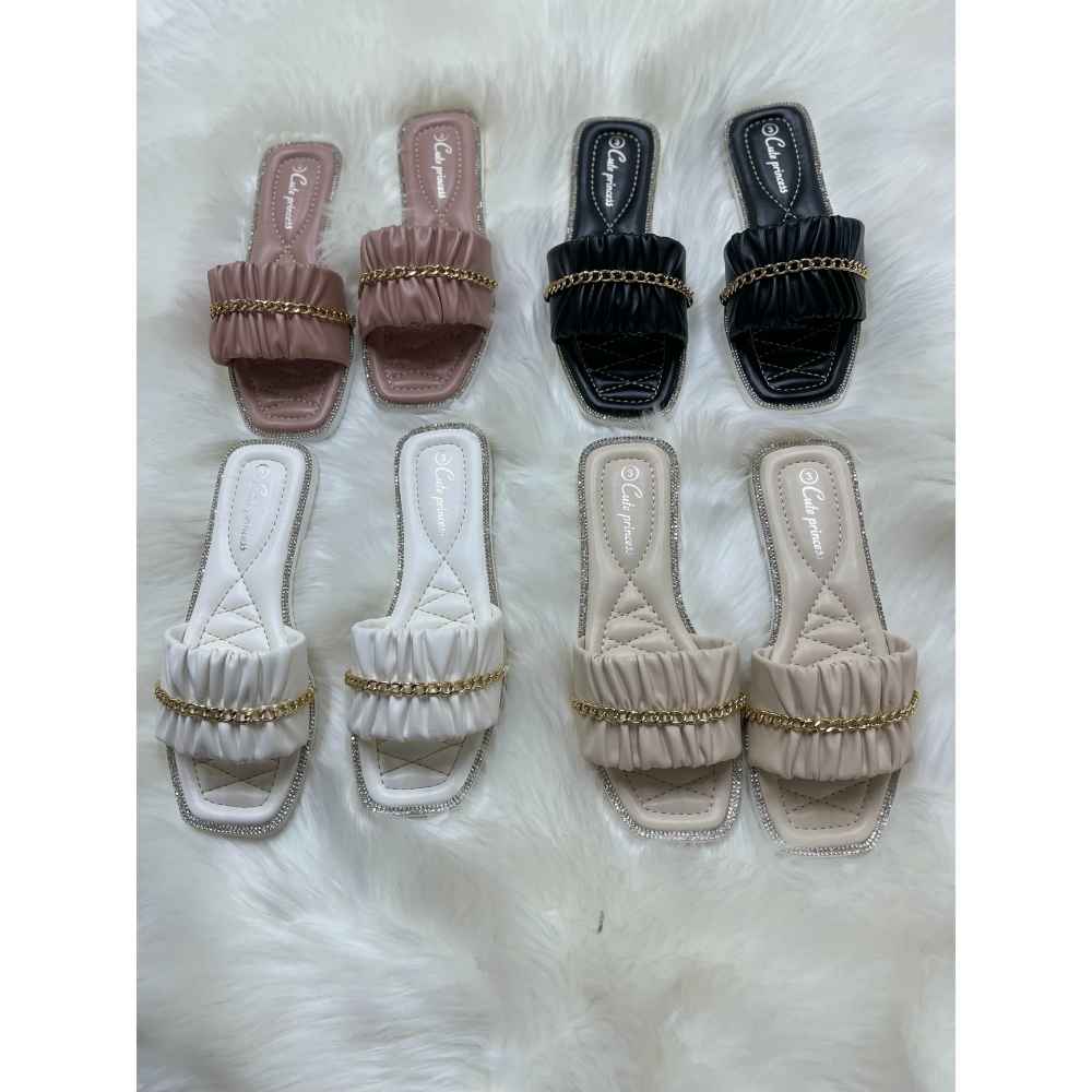 Fashion Mid Heel Wrinkled Ladies Sandals