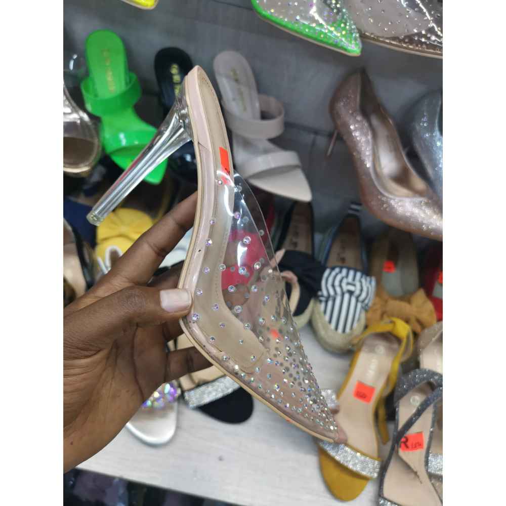 Pointed Toe Crystal Heel Shoes