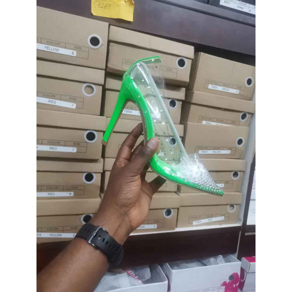 PVC Transparent Pumps Stilettos High Heels Point Toes Shoes.