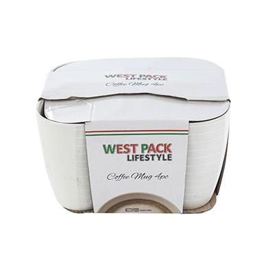 Aqua Mug White with Silver Line 4pc