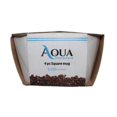 Aqua Square Mug Emboss Design 4pc