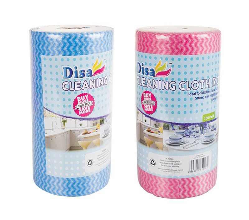 Bulk Pack x 2 Cleaning Cloth Roll 100 Sheets Per Roll 50x22cm Each