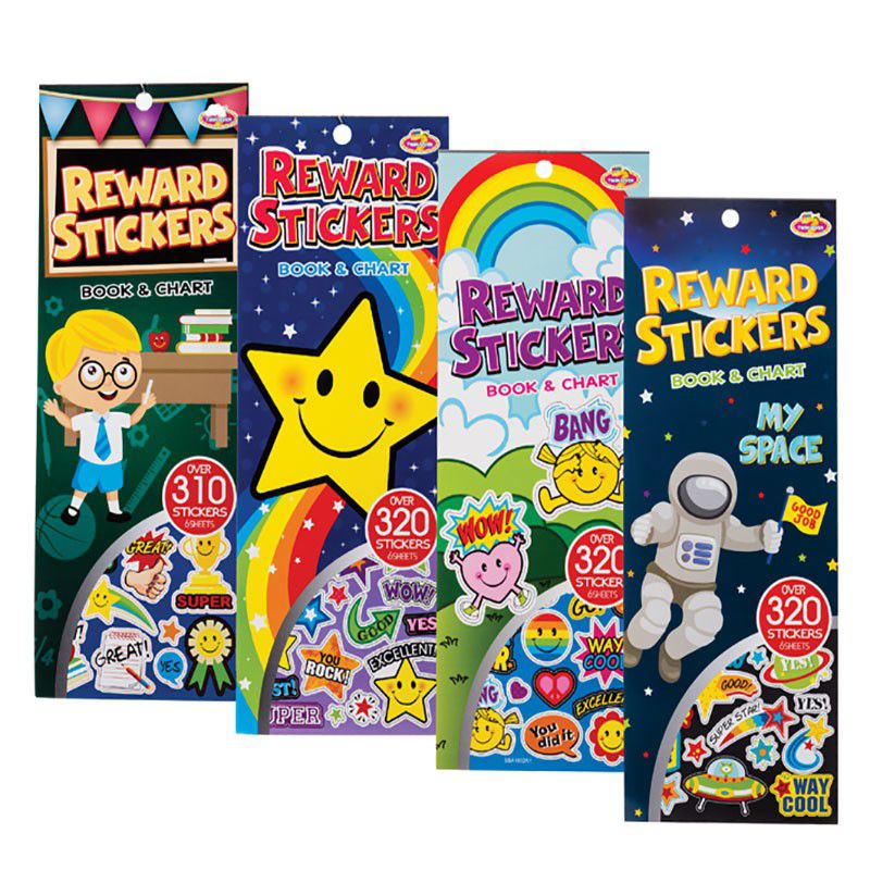 Bulk Pack x 4 Reward Sticker Book Over 320 Stickers - 6 Sheets Per Book