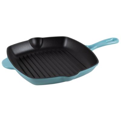 Aqua Grill Pan Cast Iron Square Turquoise 43cm