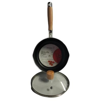 Miss C Non Stick Induction Heat Sauce Pan with Lid Wood Handle 18cm