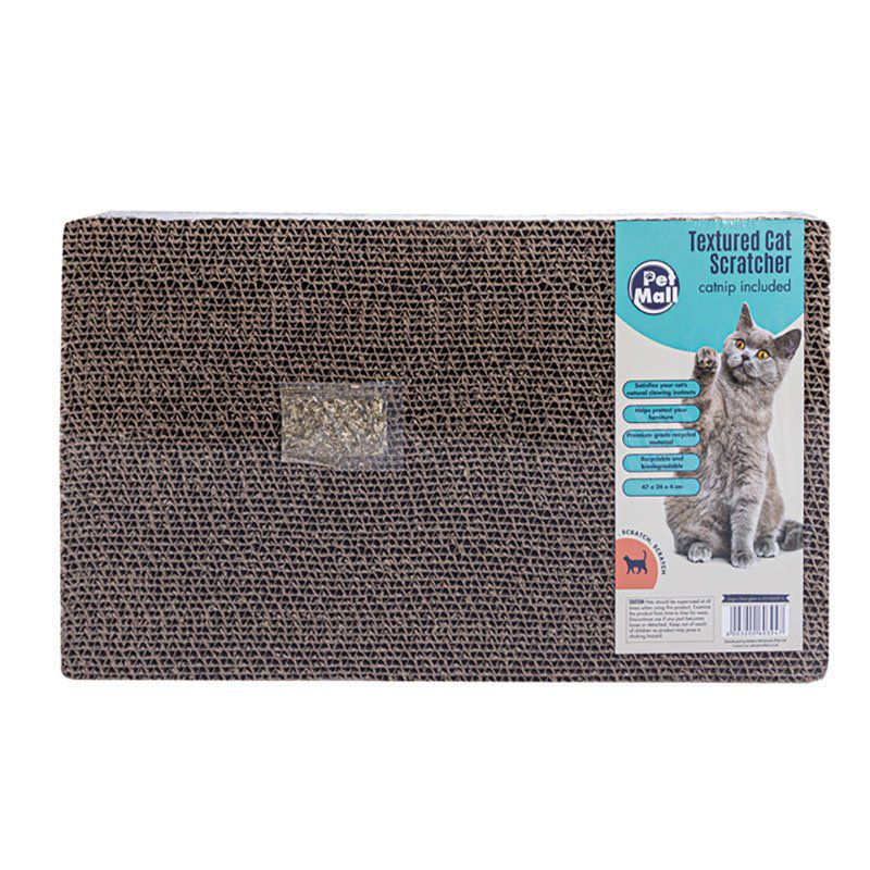 Cat Cardboard Scratch Pad - Catnip - Brown - 47cm x 24cm x 4cm - 4 Pack