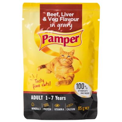 Pamper Beef, Liver & Veg In Gravy 85g